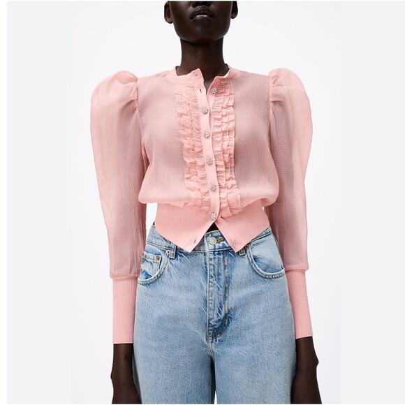 ZARA Semi-Sheer Top with Jewel Buttons NWT LAST ONE!!! - Picture 14 of 16